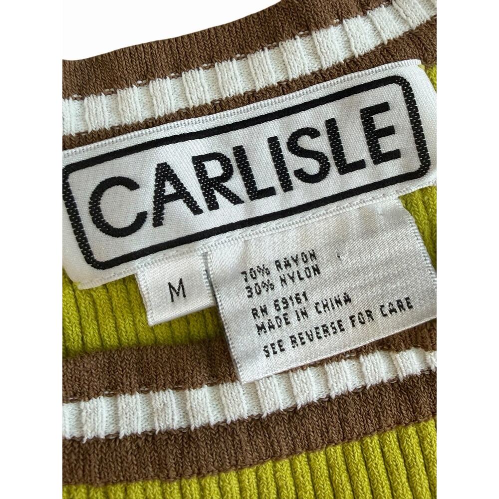Vintage Y2K Carlisle Knit Ringer Tank Top Contrast Trim Ribbed Knit Shell Small - Picture 3 of 5